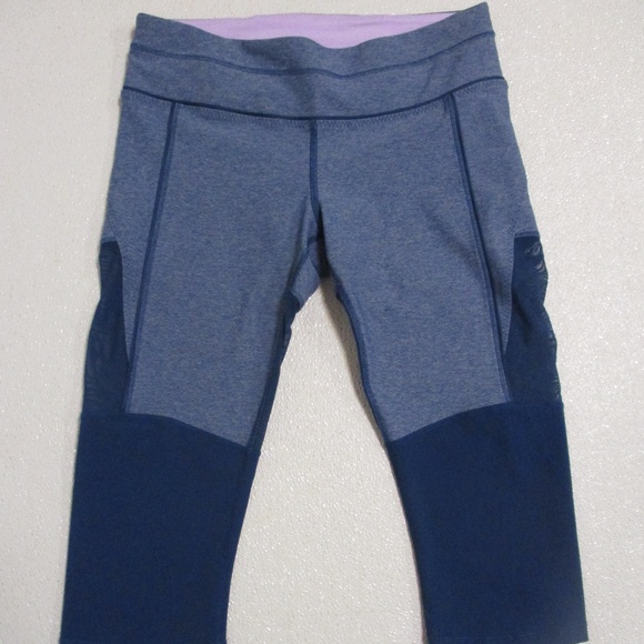 lululemon athletica Pants - Lululemon Blue workout leggings with netting 8